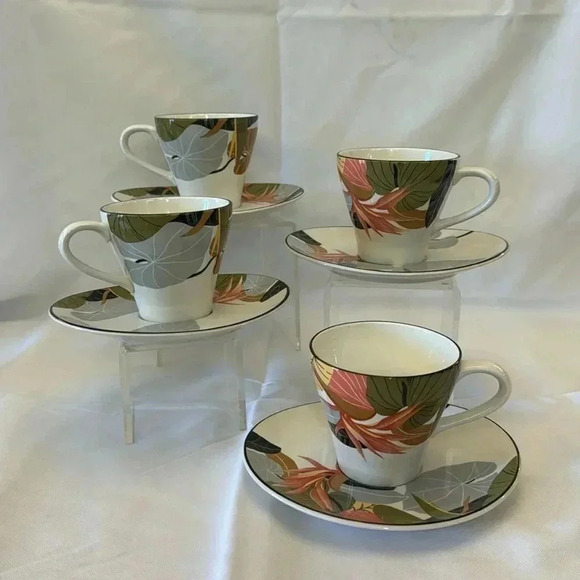 Sango Other - Gorgeous SANGO Larry Laslo MAUI Cup & Oval Saucer 8 pcs Hawaiian Flower
